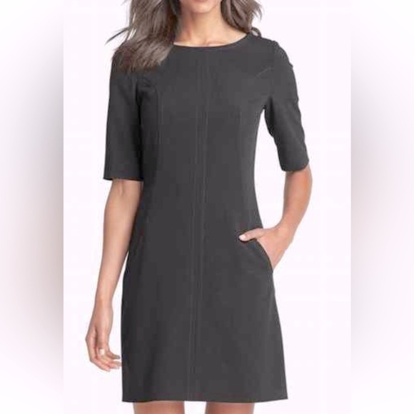 Tahari Seamed A-Line Dress in Charcoal Gray Size 6 - Picture 1 of 9